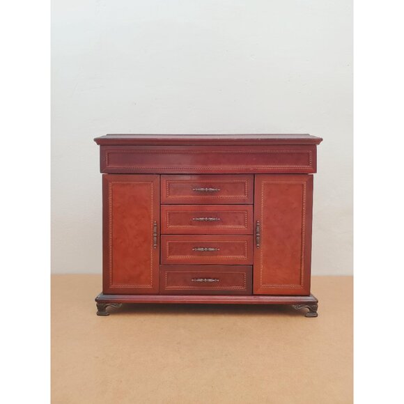 Vintage Gunther Mele 1970's wooden jewelry box. Jewellery with drawer and mirror - Picture 1 of 10